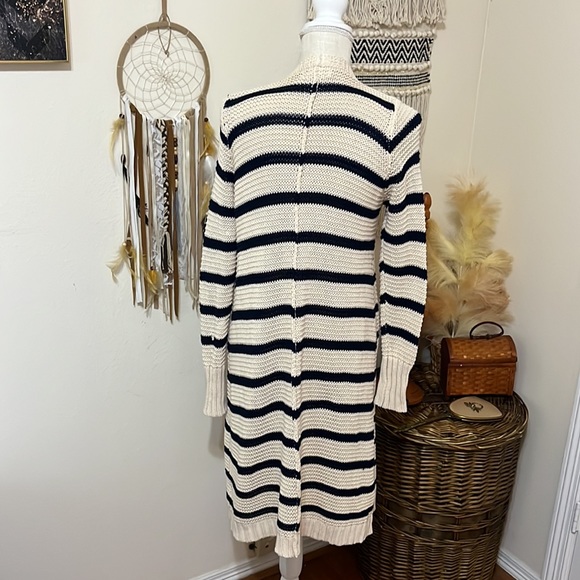 Altar’d State Long Knit Cardigan Sweater/ Cream & Navy/ Size Small/Medium - Picture 4 of 7
